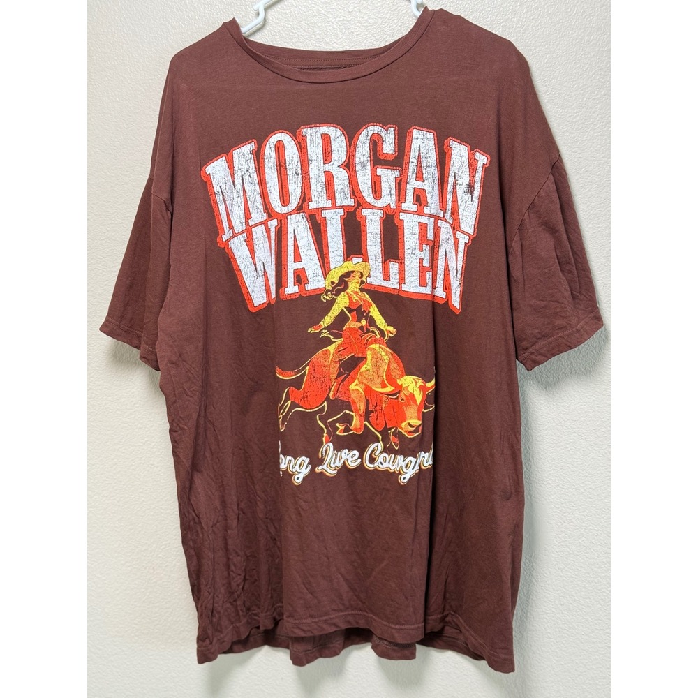 Morgan Wallen Long Live Cowgirls Graphic T-Shirt Brown Country Music Tee Large